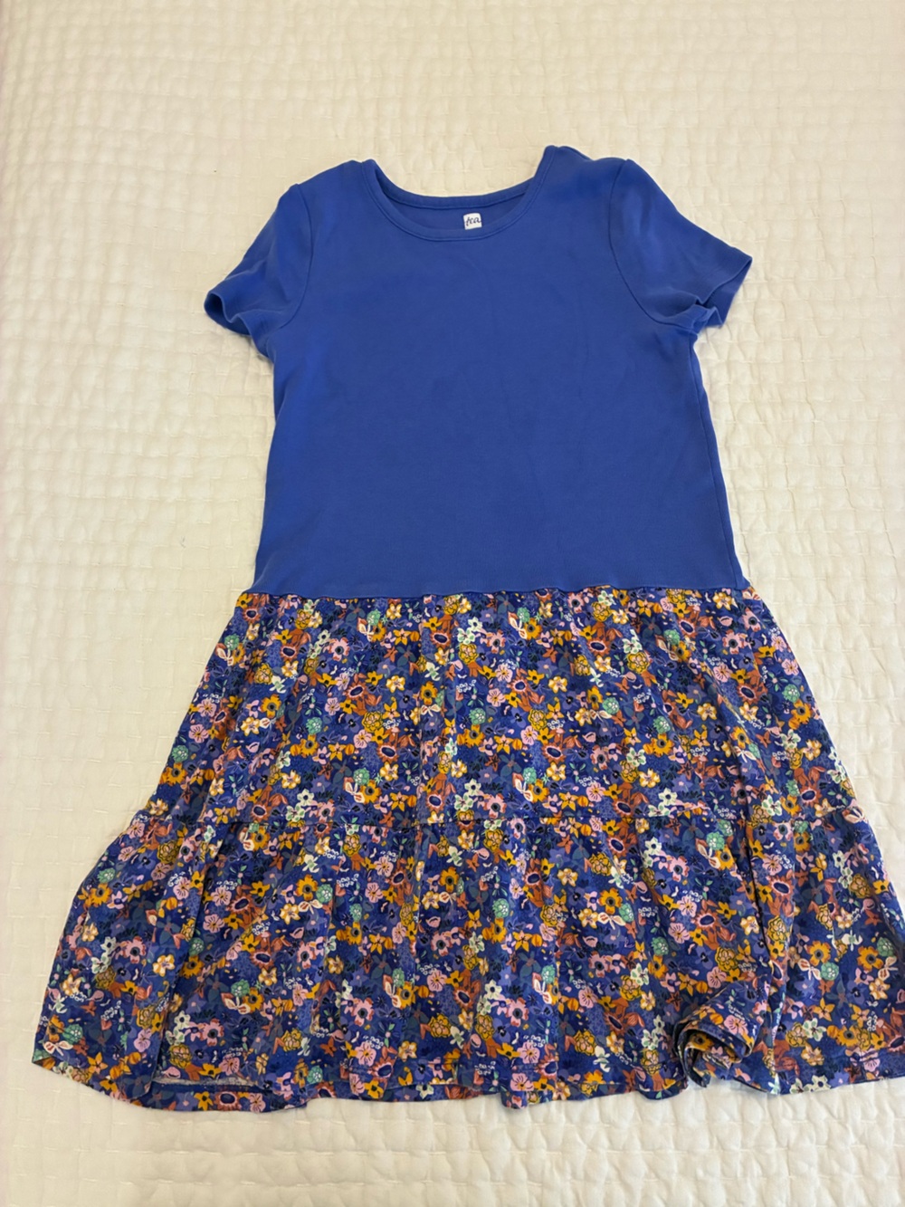 Tea Collection Blue Floral Short Sleeve Dress